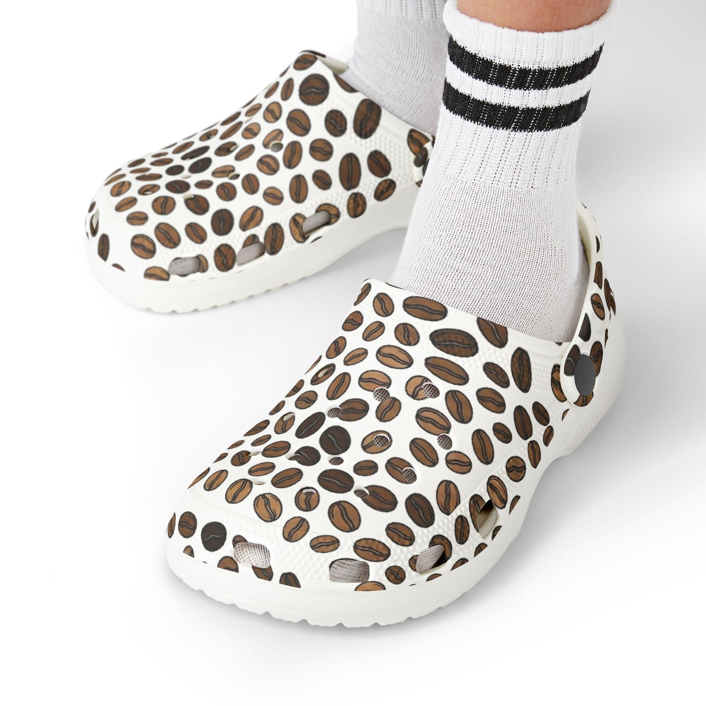 Kids Coffee Bean Print Clogs - EVA Foam Slip-On Shoes
