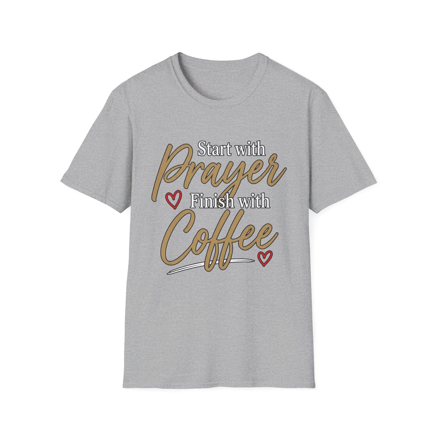 Start With Prayer Finish With Coffee Softstyle T-Shirt