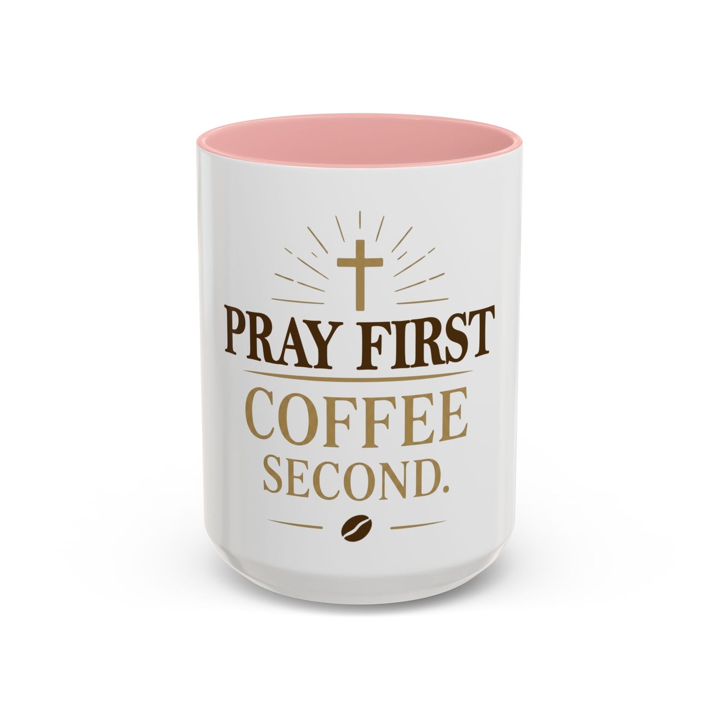 Pray First Coffee Second Accent Coffee Mug (11, 15oz)