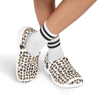 Kids Coffee Bean Print Clogs - EVA Foam Slip-On Shoes
