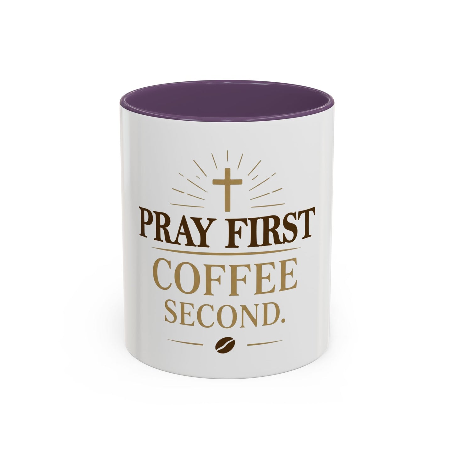 Pray First Coffee Second Accent Coffee Mug (11, 15oz)
