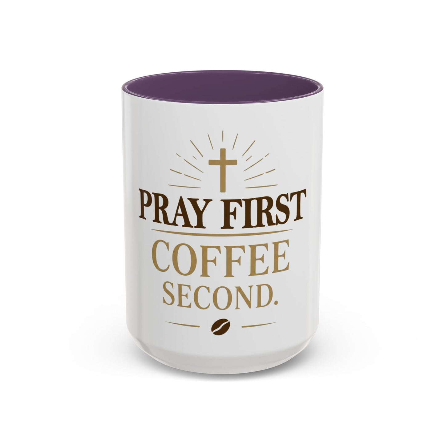 Pray First Coffee Second Accent Coffee Mug (11, 15oz)