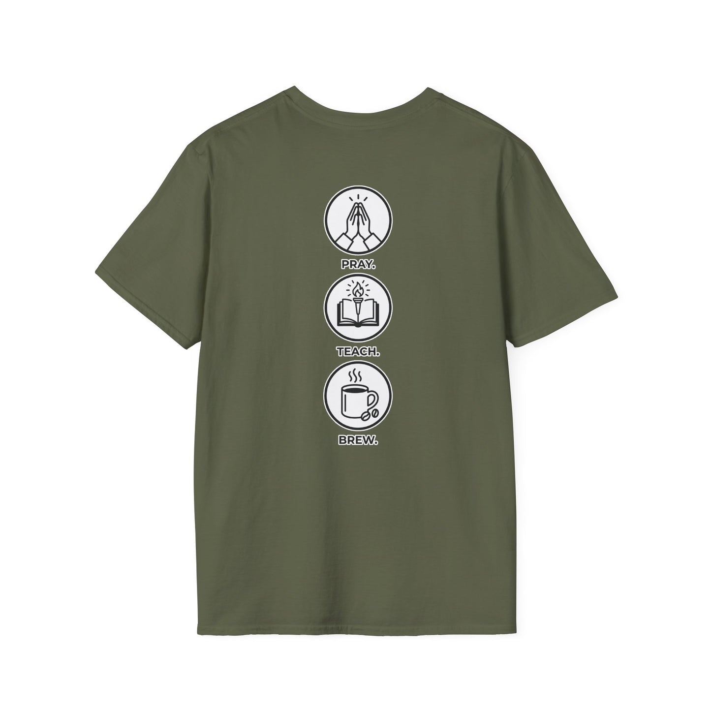 Pray. Teach. Brew. Unisex Softstyle T-Shirt