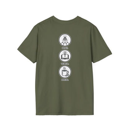 Pray. Teach. Brew. Unisex Softstyle T-Shirt