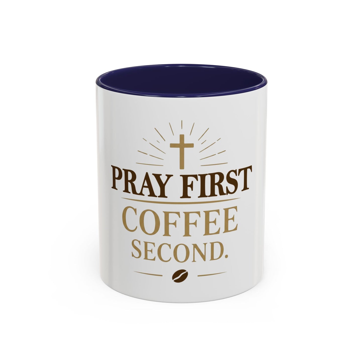 Pray First Coffee Second Accent Coffee Mug (11, 15oz)