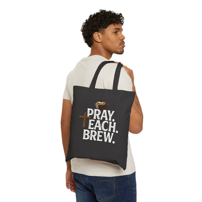 Pray. Teach. Brew. Cotton Canvas Tote Bag