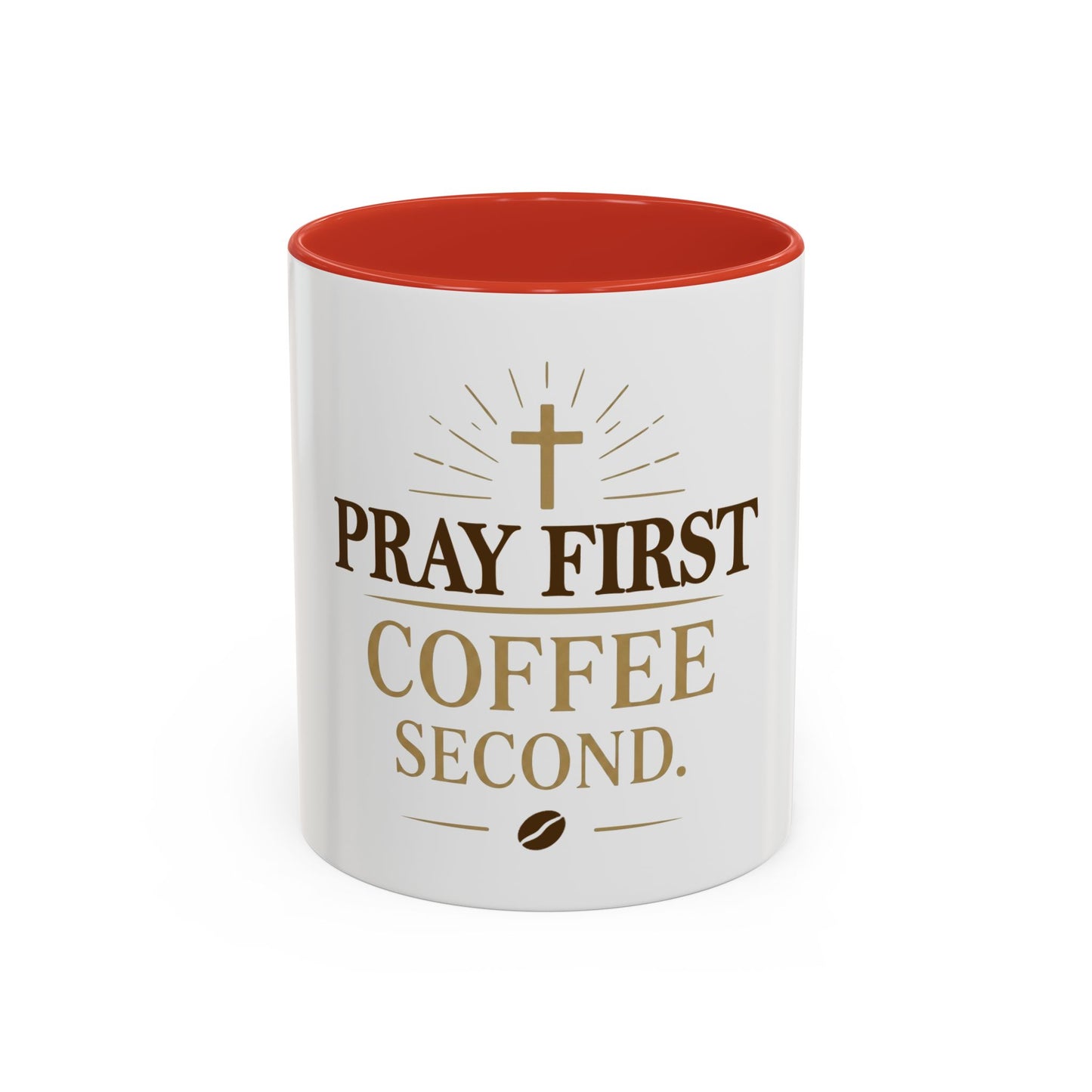 Pray First Coffee Second Accent Coffee Mug (11, 15oz)