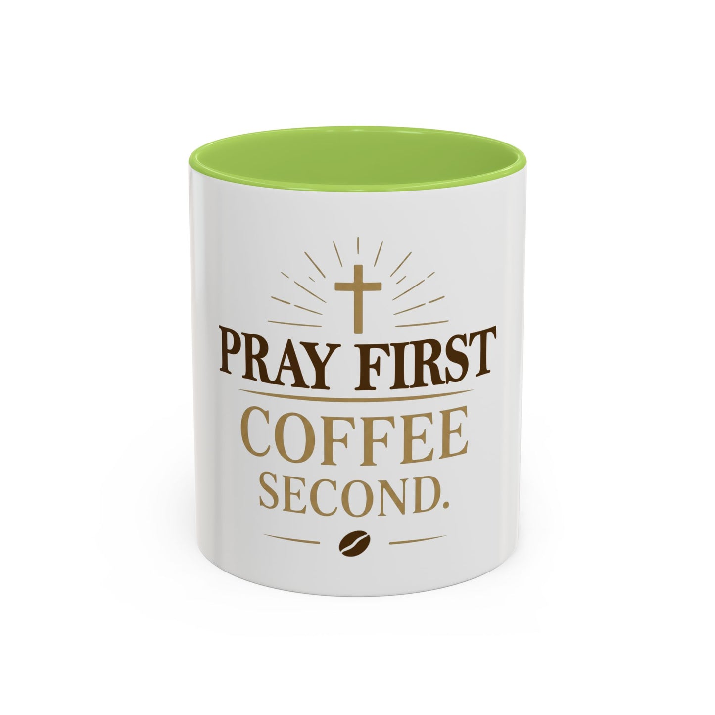 Pray First Coffee Second Accent Coffee Mug (11, 15oz)