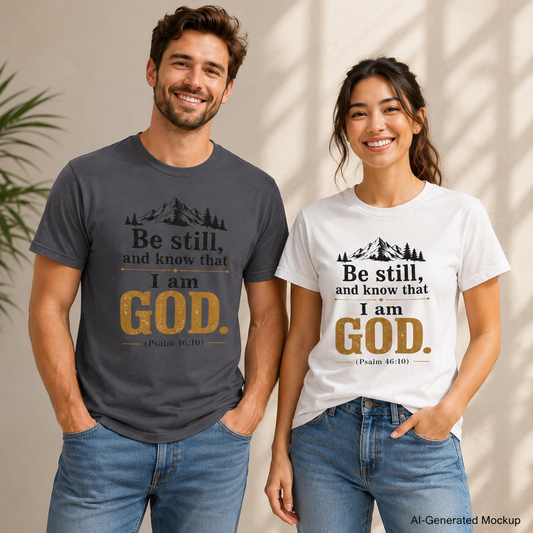 "Be still, and know that I am God" Psalm 46:10 Christian T-Shirt