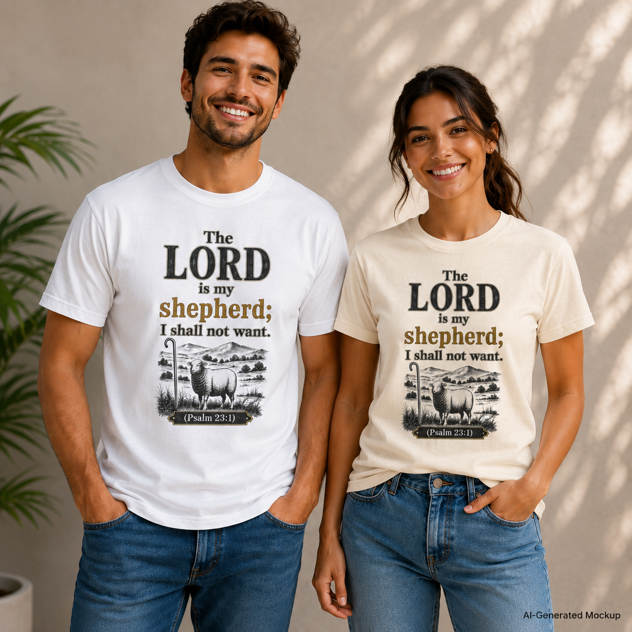 The LORD is my shepherd; I shall not want (Psalm 23:1) Christian T‑Shirt