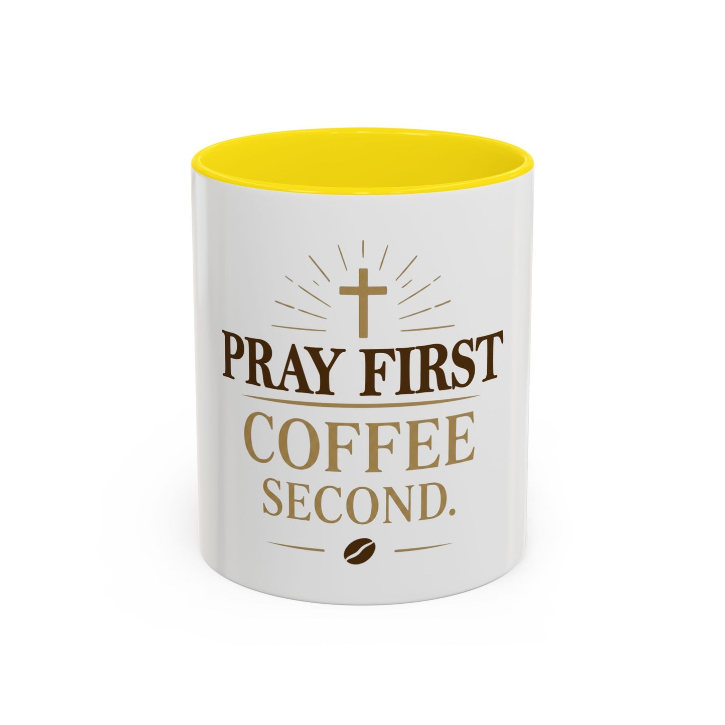 Pray First Coffee Second Accent Coffee Mug (11, 15oz)