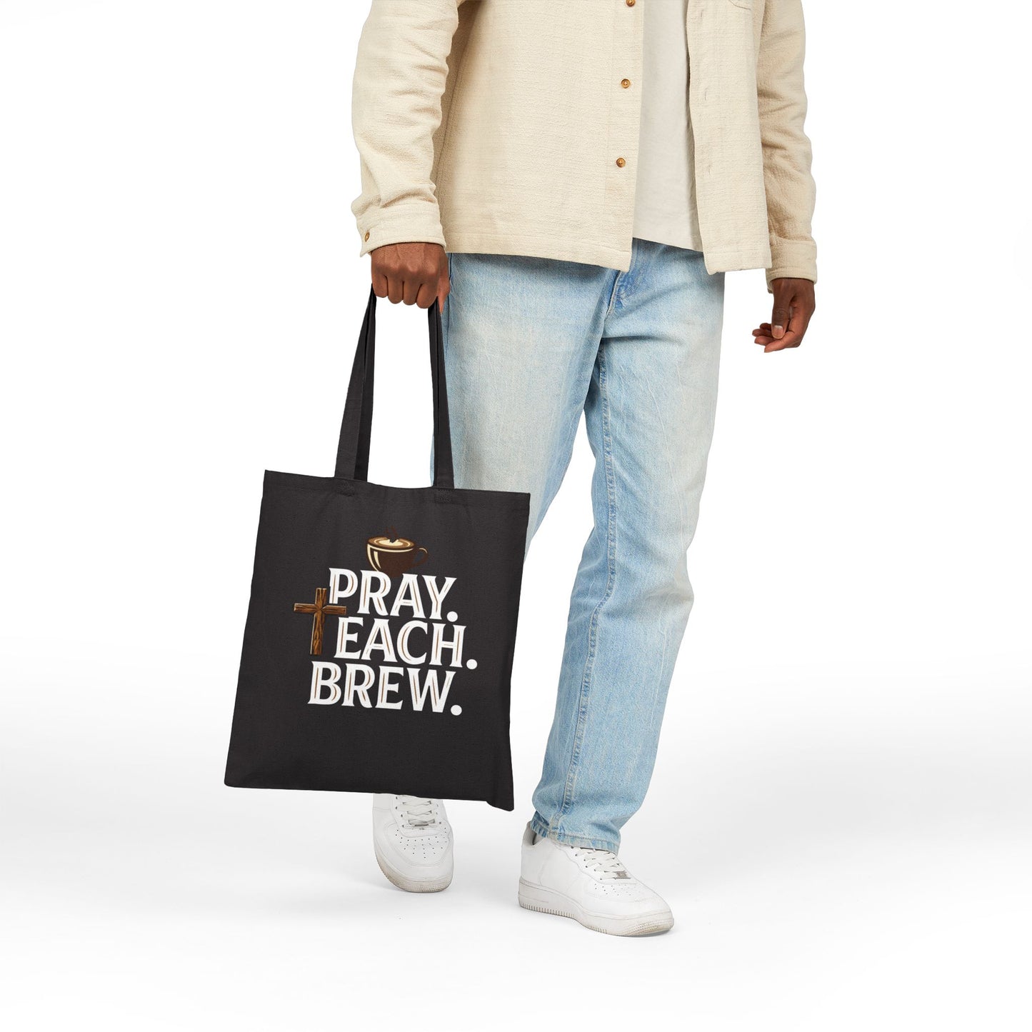 Pray. Teach. Brew. Cotton Canvas Tote Bag