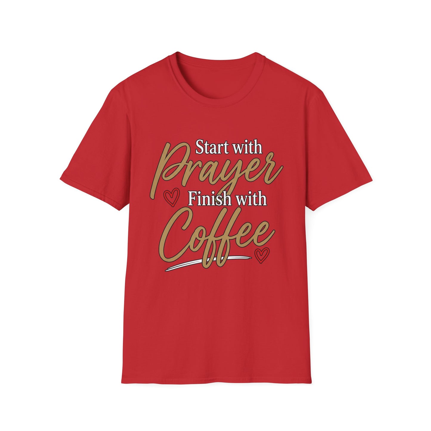 Start With Prayer Finish With Coffee Softstyle T-Shirt