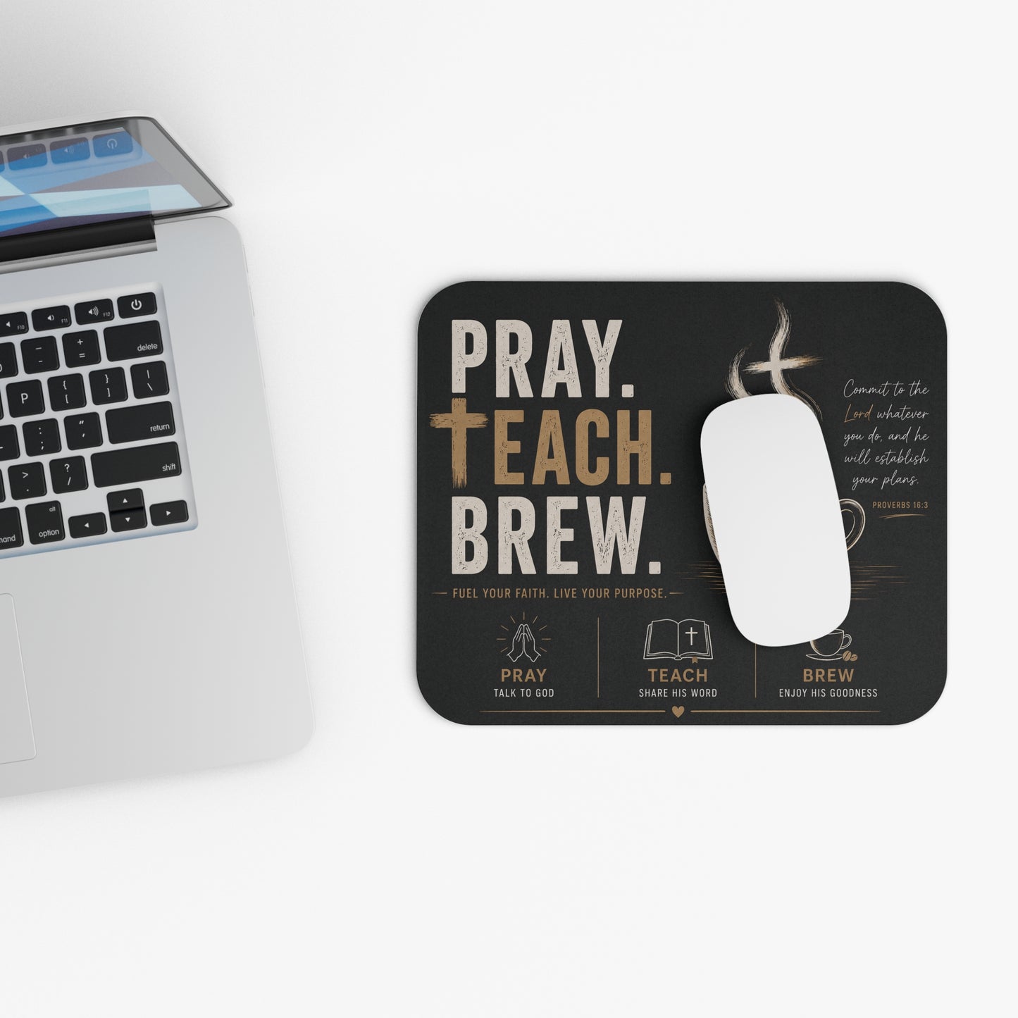 Pray. Teach. Brew. Mouse Pad (Rectangle)
