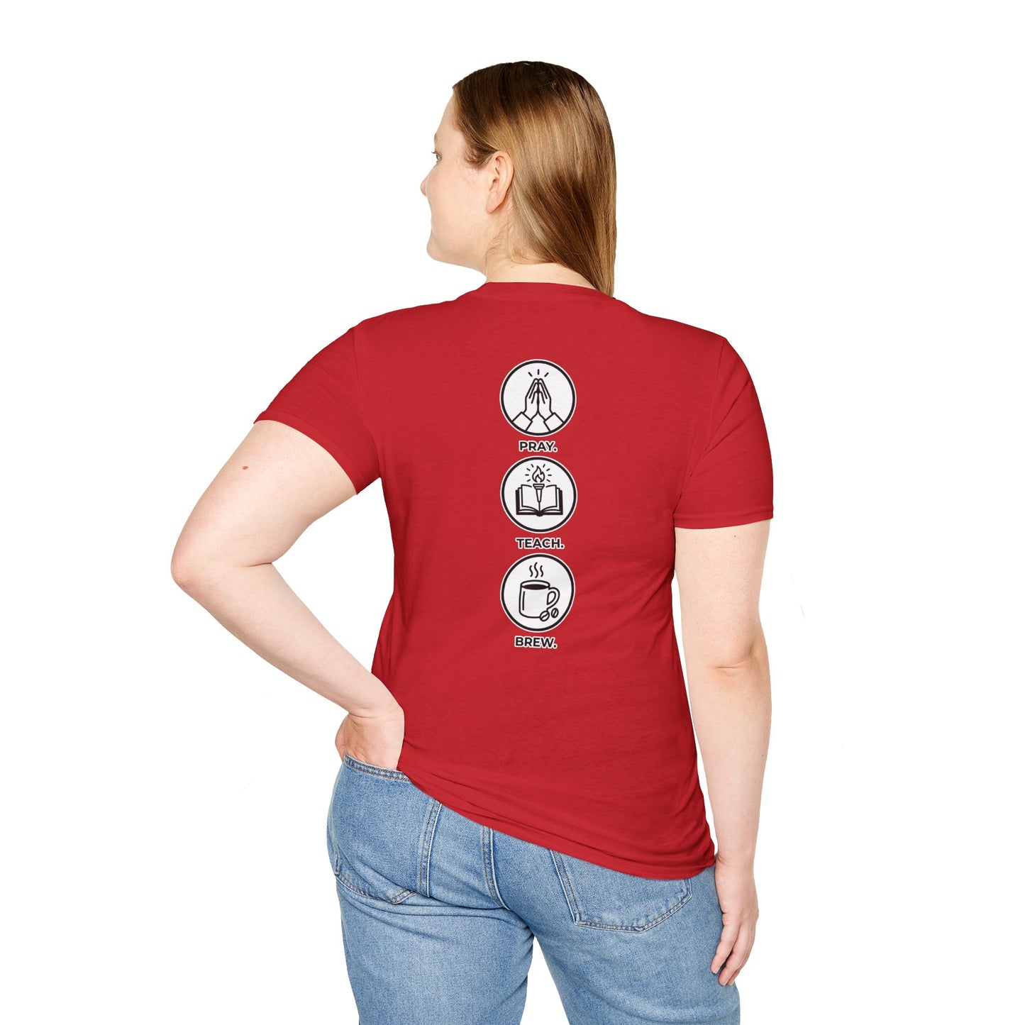Pray. Teach. Brew. Unisex Softstyle T-Shirt