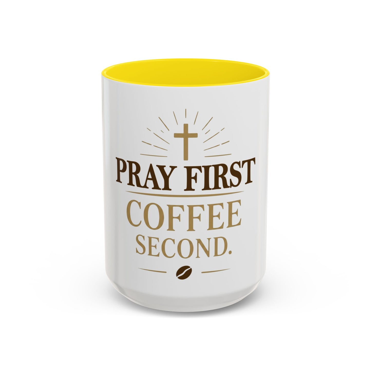 Pray First Coffee Second Accent Coffee Mug (11, 15oz)