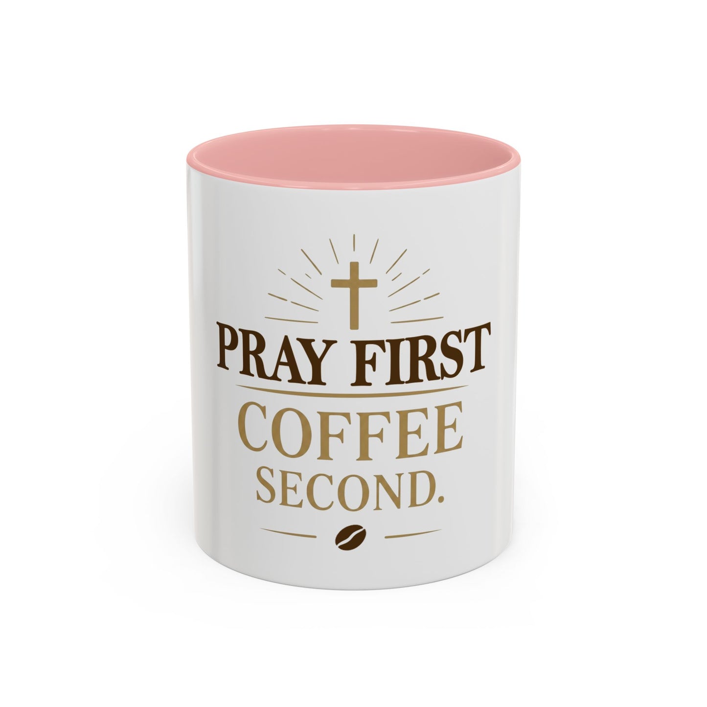 Pray First Coffee Second Accent Coffee Mug (11, 15oz)