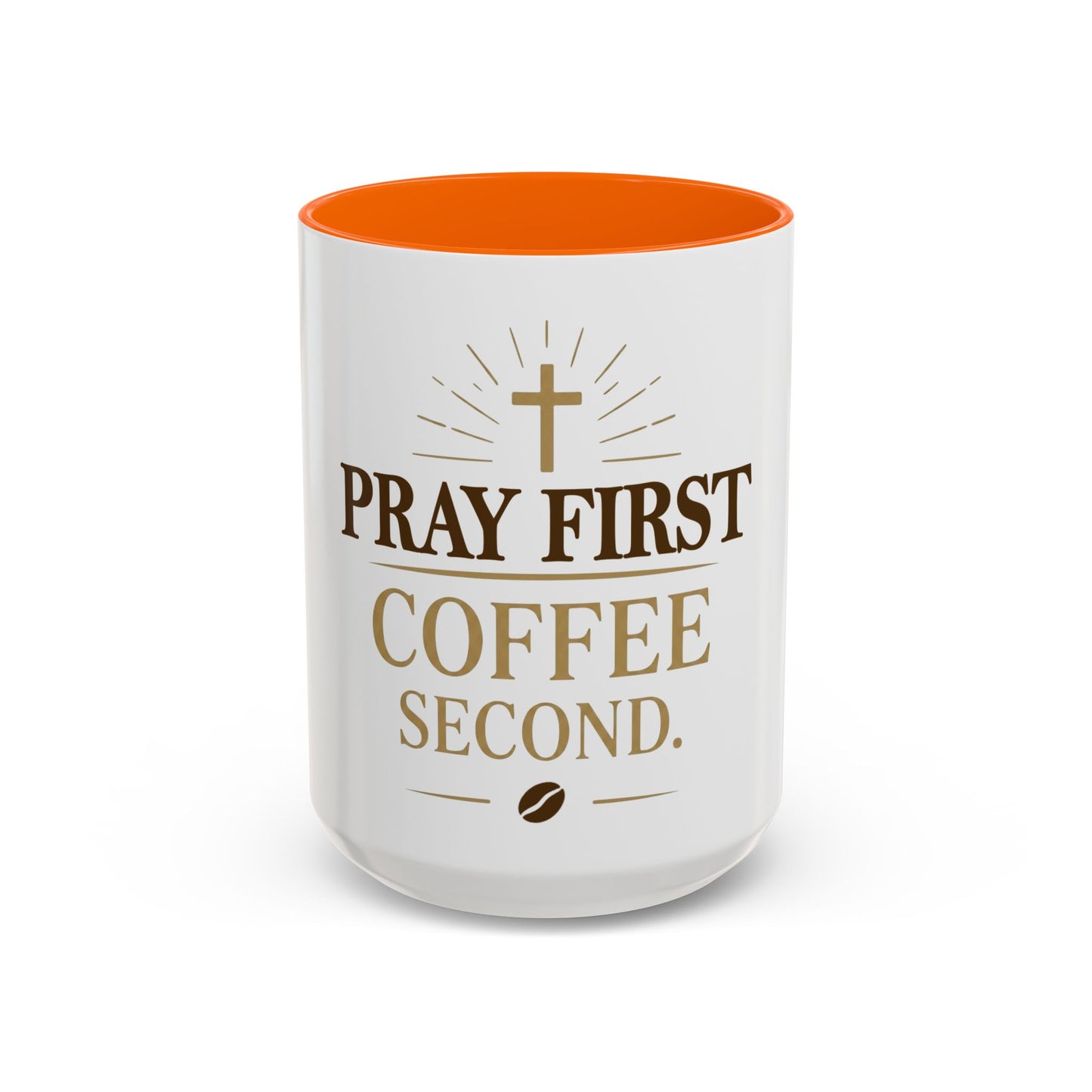 Pray First Coffee Second Accent Coffee Mug (11, 15oz)