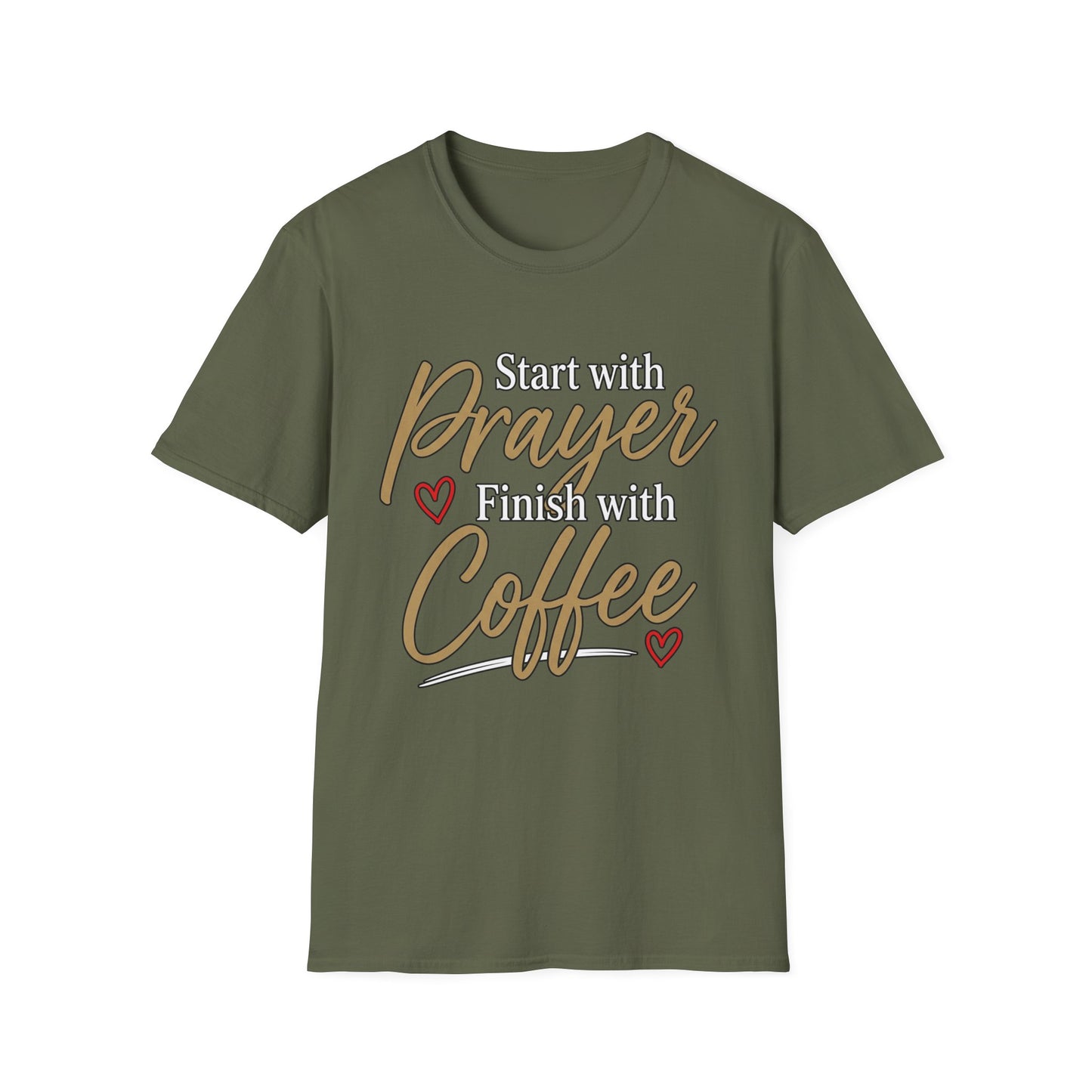 Start With Prayer Finish With Coffee Softstyle T-Shirt