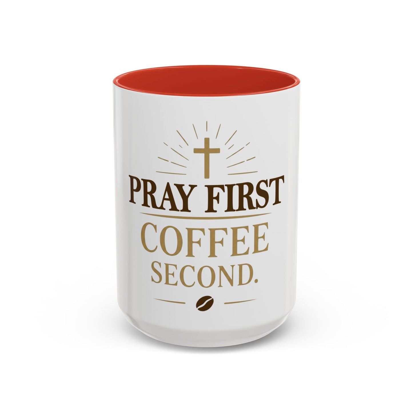 Pray First Coffee Second Accent Coffee Mug (11, 15oz)