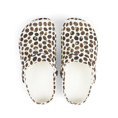 Kids Coffee Bean Print Clogs - EVA Foam Slip-On Shoes