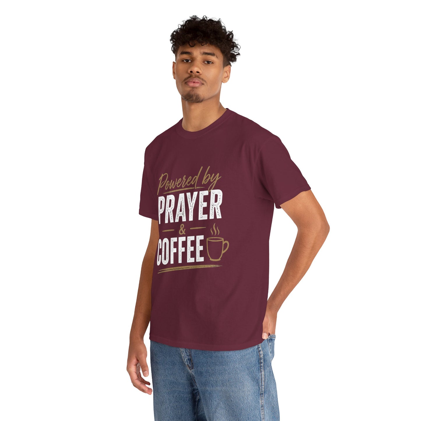 Powered by Prayer & Coffee Heavy Cotton Tee